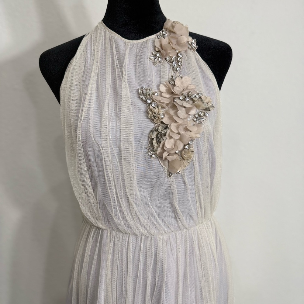 Atos Lombardini Embellished Halter Maxi Gown NWT
